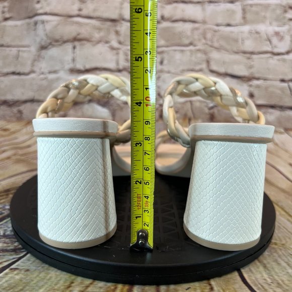 Dolce Vita Braided White Ivory Silver Strap Open Square Toe Block Heels Size 9.5 - Picture 3 of 8